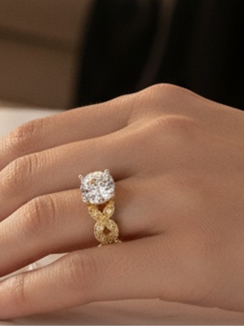 Gold & Silver Toned Cubic Zirconia S925 Ring Size 7